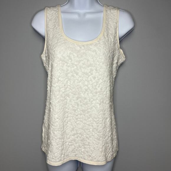 LOFT Ivory Matte Sequin Neutral Minimalist Layering Tank Top Womens Sz S - Picture 1 of 5